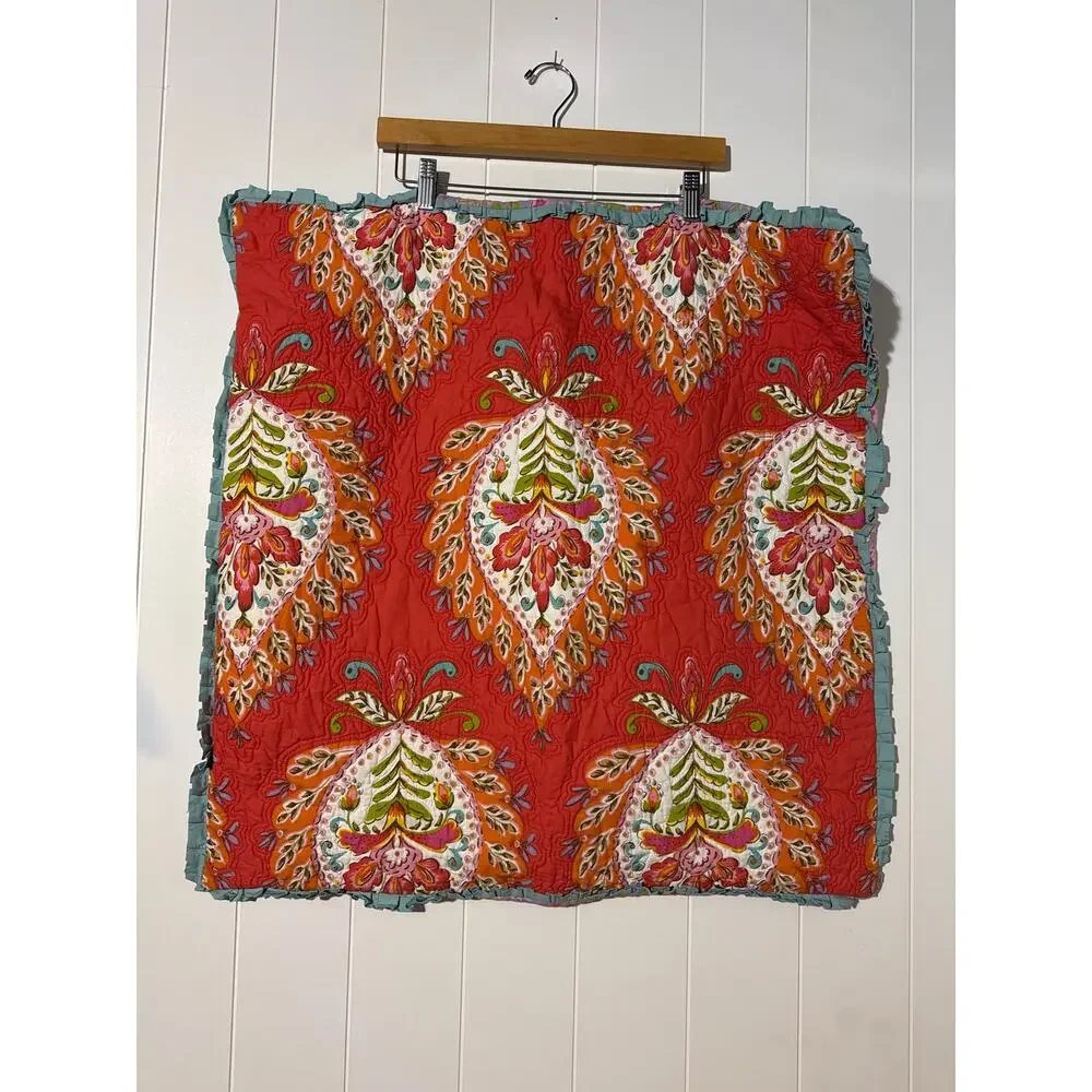Dena Home Euro Pillow Shams Set of 2 Quilted Cotton Paisley Floral 26x26